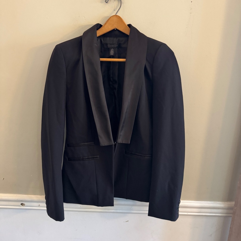 Kenneth Cole Collection Black Shawl Lapel Tuxedo Blazer Jacket Women 6